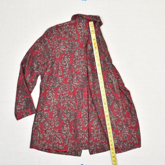 Chico's Women Button Blazer Jacket Floral Rayon Red Size 2 US Size 12/14 Pockets - Picture 6 of 8